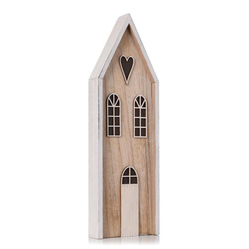 Domček srdiečko nat/bie drevo 39*12*4cm