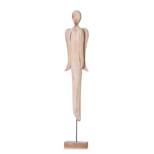 Anjel na podstavci nat/bie veľký  drevo 62*11*6cm