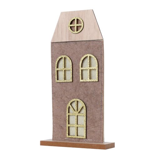 Domček nat/hne/zla drevo/filc 13,5*4*22cm