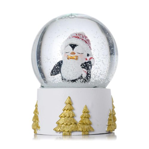 Snežná guľa tučniak veľká bie/zla/čer poly 4,5*4,5*6cm