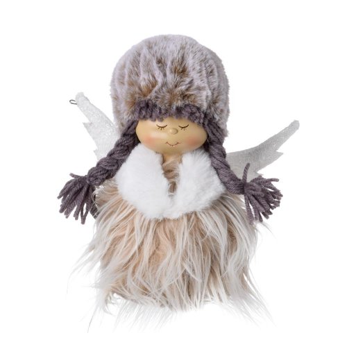 Dievča krídla, pelerína, čiapka bie/béž/siv textil 18*11*20cm