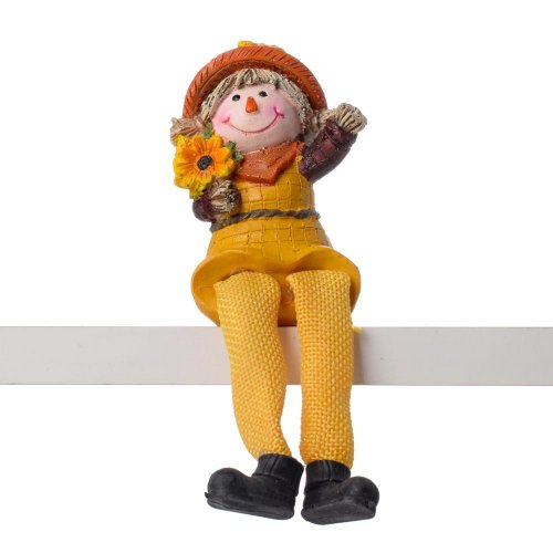 Strašiak žlt/or polyrezin 6,5x5x9cm žltý - Jesenné dekorácie