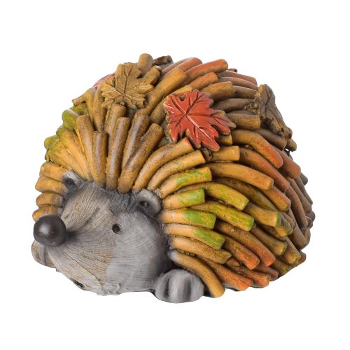 Ježko siv/zel/ora polyrezin 12,5x9,3x7cm