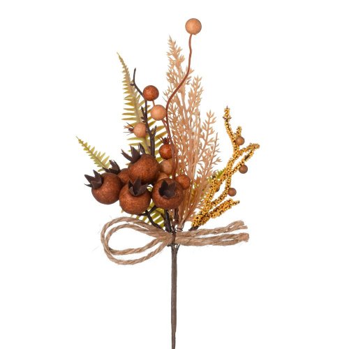 Konárik tuja, gran.jablko, guľky béž/hne 26cm