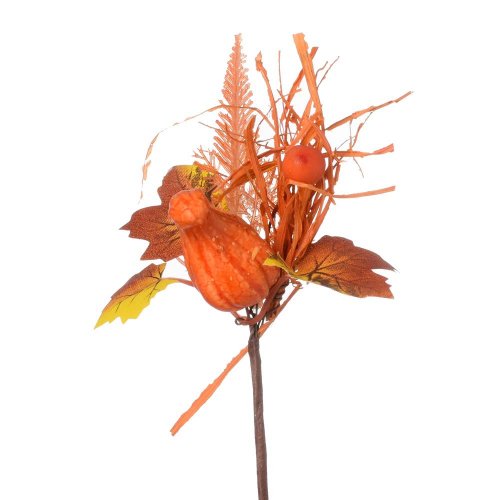 Zápich tekvica, bobuľky, zeleň, or/žl 16cm - Jesenné dekorácie