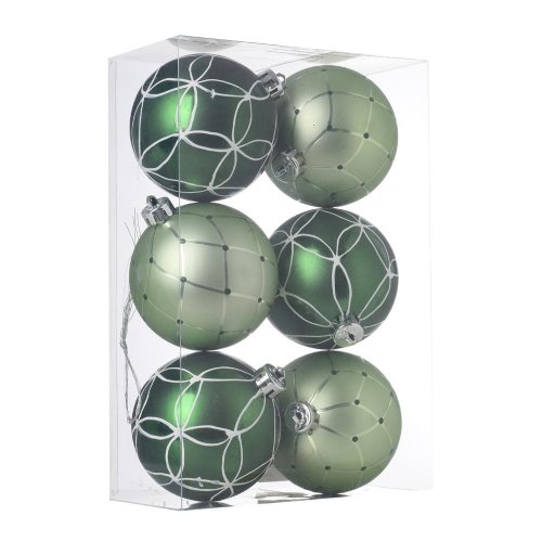 Guľa plast. zel/trá. zel mat s/6 8cm - Vianočné dekorácie a ozdoby