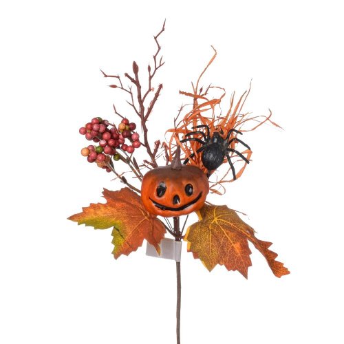 Konárik tekvica, pavúk, bobuľky, listy, or/čie/čer 30cm