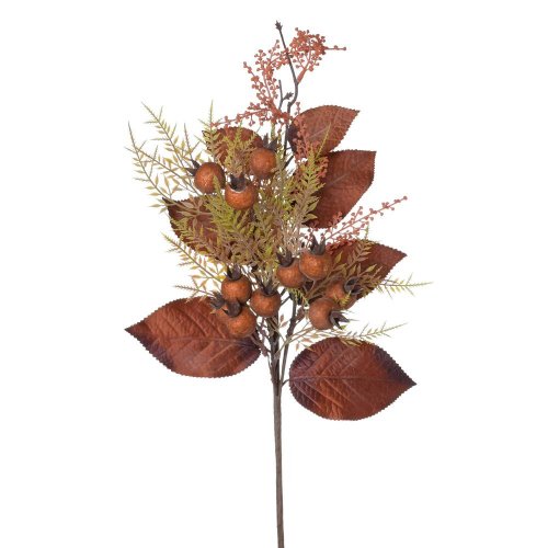Konárik šípky, tuja, lístie, hne/or/zel 47cm - Jesenné dekorácie