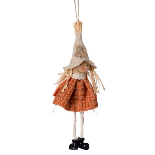 Záves strašiak polyester oranž. 17x7x3,5cm - Jesenné dekorácie