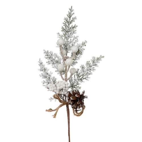 Zápich tuja, šiška, bie. bobulky zasnežené, glit 31cm