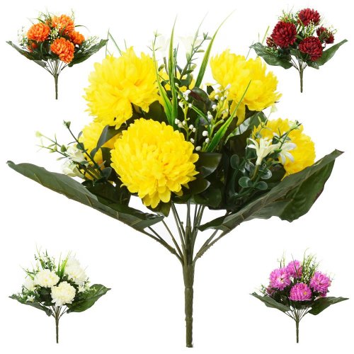 Kytica chryzantéma, drob. zeleň mix 5f 35cm