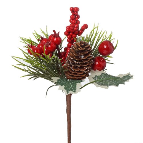 Zápich čečina, ilex, šišky, čer. šípky, jabĺčka 22cm