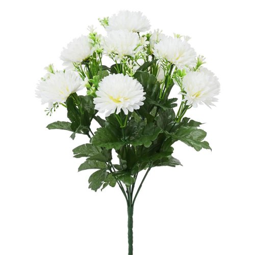 Kytica chryzantéma biela, zeleň x12 40cm