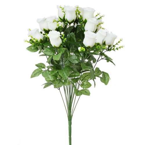 Kytica ruža biela, gypsa, zeleň x18 mix/f 55cm