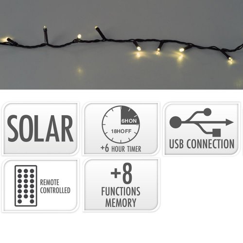 Led480 solár/timer/8fun/adapt./usb/ww//aex100110 - Vianočné osvetlenie