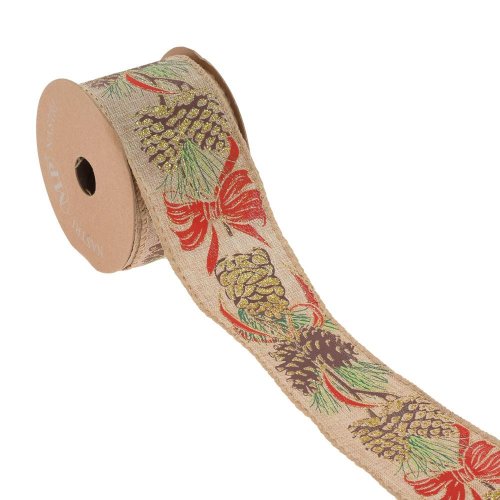 Stuha vian juta šišky 6,3cm/10m 4632 00 - Vianočné dekorácie