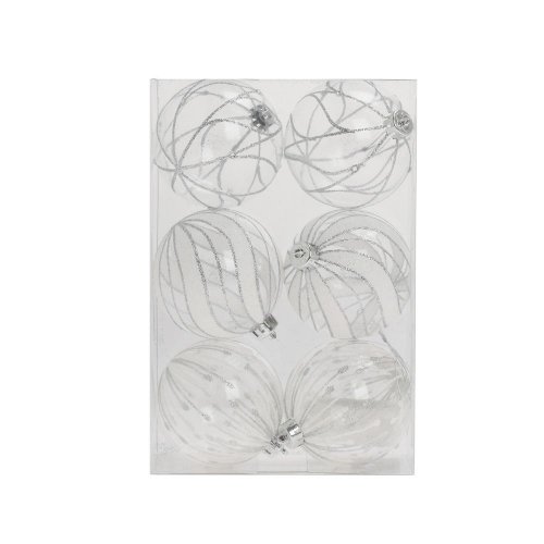 Gule plast. číre/str/bie ornament mix s/6 6cm - Vianočné dekorácie a ozdoby
