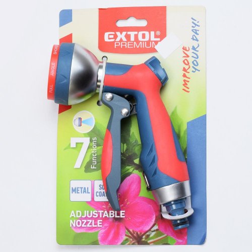 Postrekovač záhradný zinkový, 7-funkčný, pogumovaná rukoväť