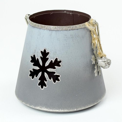 Lampáš výrez vločka kov šedý 11x12x12cm