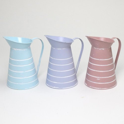 Váza džbán malý kov mix 3f pruhy v:22x12,5cm super cena