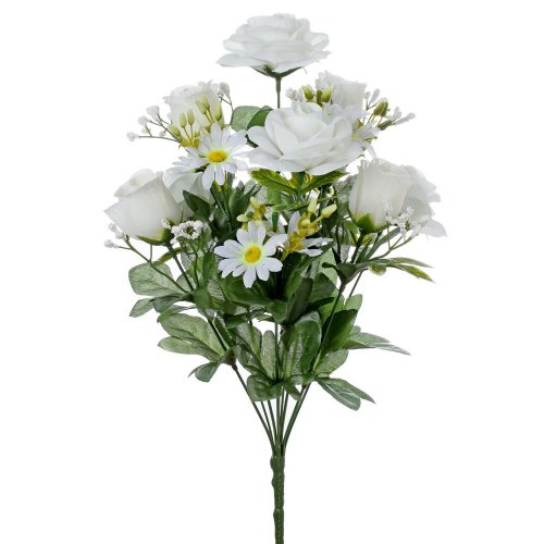 Kytica ruža x12 biela 43cm - Umelé kvety