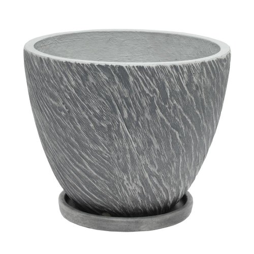 J34 kvetináč + miska nova tm.čierny 30xh24.5cm s