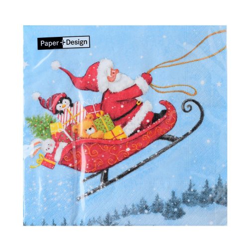 203432 servítky 33 × 33 cm sleigh ride - Vianočné dekorácie