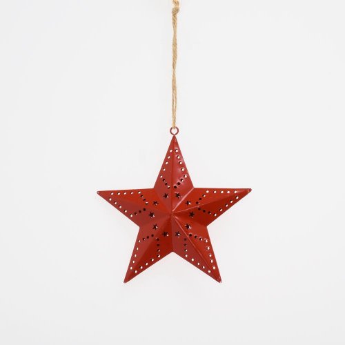 Záves hviezda červená kov 12*2,5*22cm