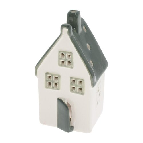 Domček bie/zel led porcel. 6,8*5,6*11cm