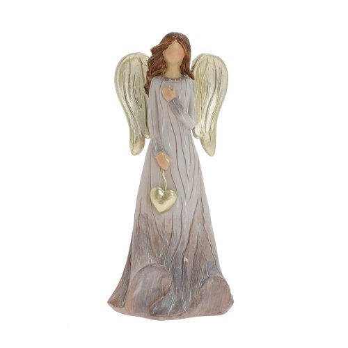 Anjel visiace srdce zla/siv poly 7*6*15,5cm