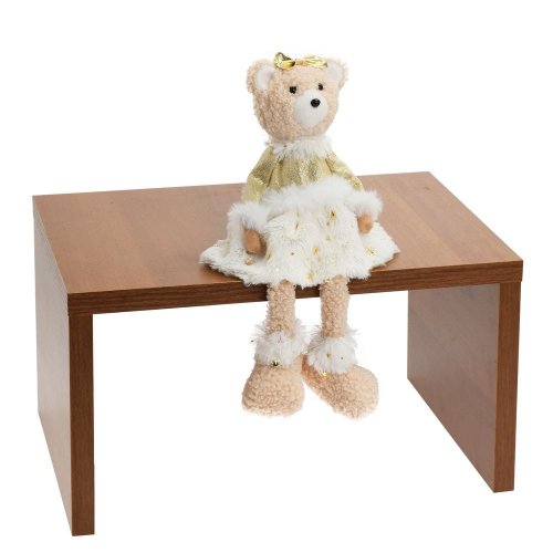 Medveď dievča sediace bie/šampaň textil 11*10*35cm - Vianočné dekorácie