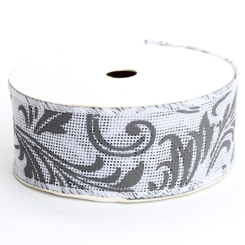 Stuha juta vzor b 4x7 bielo-sivá