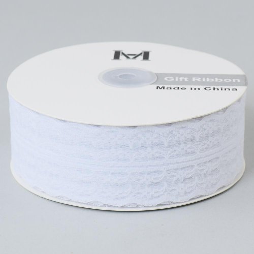 Stuha čipka 45mmx50y biela