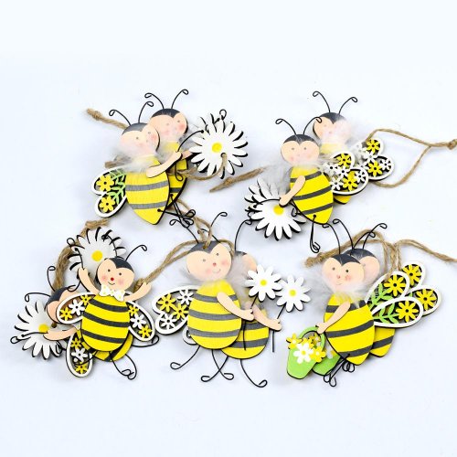 Včela záves drevo s/2 mix 8x10cm