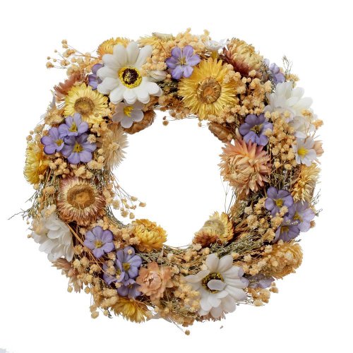 Veniec prírodný slamienky krém/ žl./fial 25cm