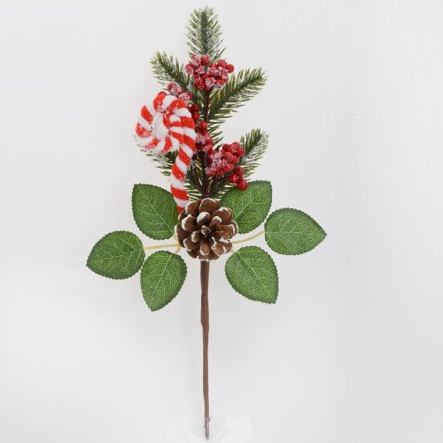 Zápich čečina, lízatko, čer. bobule, šiška, zasnež. 29cm - Umelé kvety