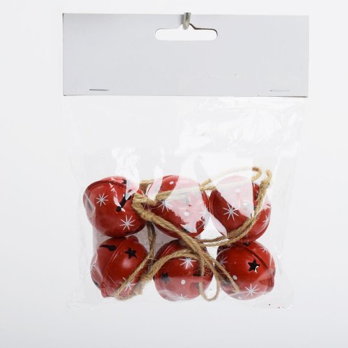 Záves rolničky červené kov s/6 3,5*3,5*9,5cm
