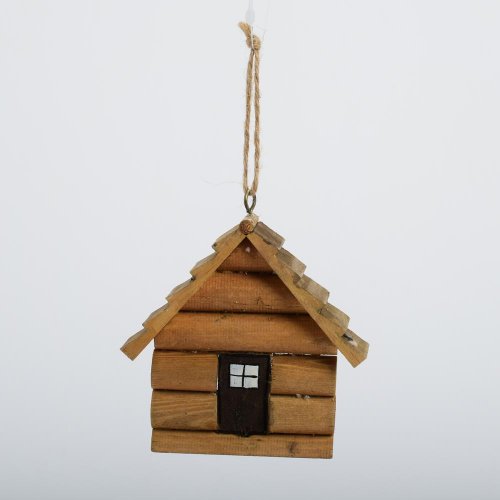 Záves domček hnedý drevo 9*10*3cm