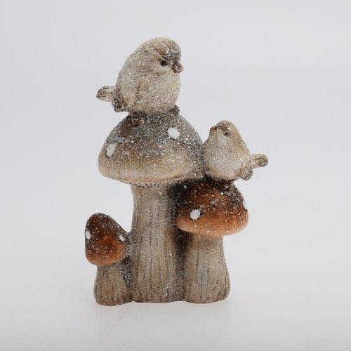 Hríbiky s vtáčikmi bie/or poly 10,5*6*15cm