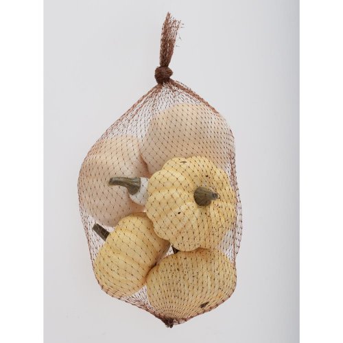 Tekvice bielo-krémové v sieťke s/6 8cm