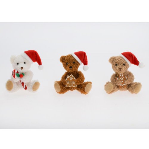 Medveď sediaci mix/f textil 11cm - Vianočné dekorácie a ozdoby