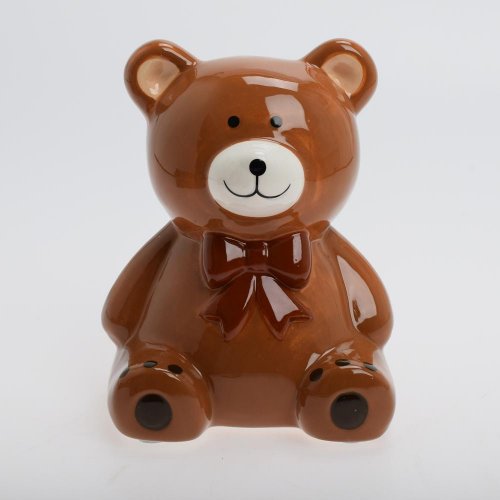 Medveď sediaci hne/čer dolom. 13,7*13,5*17cm
