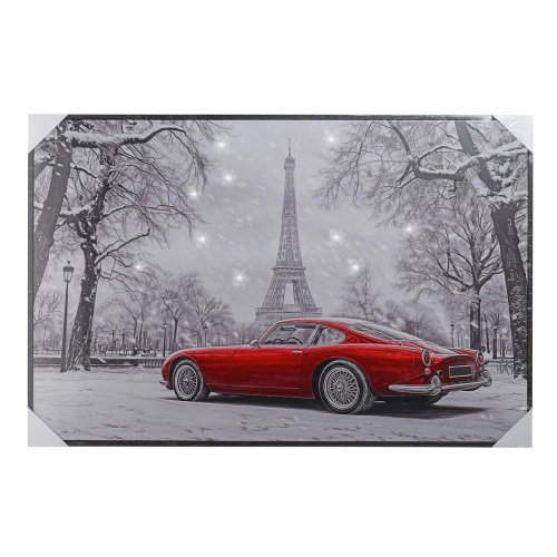 Obraz auto v paríži led 60*90*2,5cm - Vianočné dekorácie