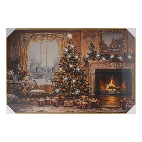 Obraz vianoce pri krbe led 60*90*2,5cm - Vianočné dekorácie