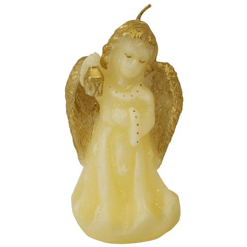 Anjel s lampášom ecru-zlatý 12cm