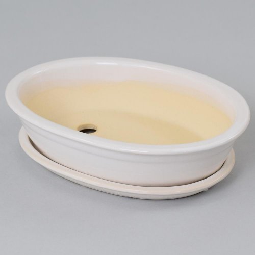 16.035.45 kvetináč+miska bonsai ovál biely 45cm /v.9cm/