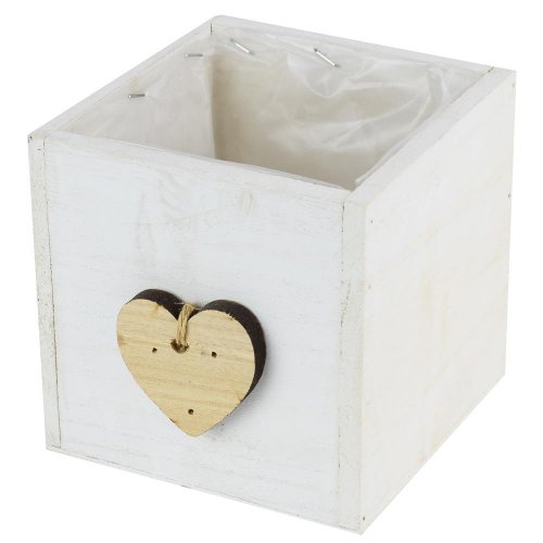 Obal drevo srdce biela 12x12 cm