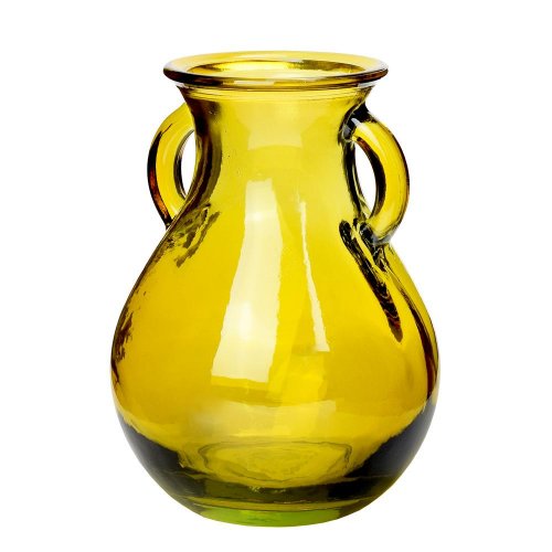 Fľaša sitia váza z recyklovaného skla žltá - v16xh12cm