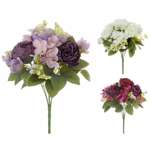 Kytica pivonky, hydrang., drob. kvety, zeleň 3f 30cm