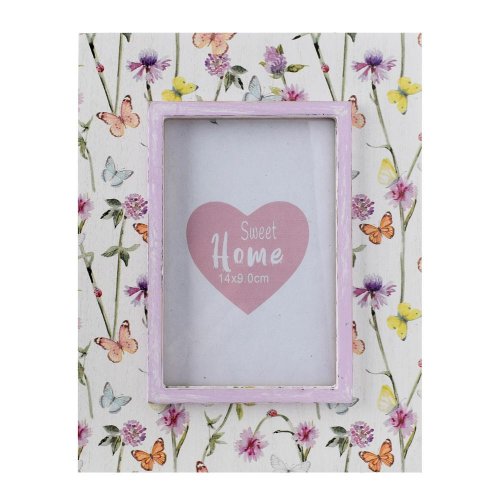 Rámik kvetinový motív bie/fia drevo 18*23*0,9cm